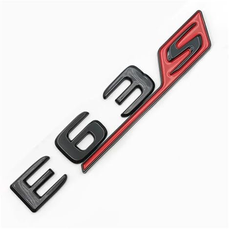 NIBOTT 3D ABS Schwarz Chrom Auto Hinten Stamm Abzeichen Aufkleber E63S Emblem Logo Aufkleber Passend for Mercedes E63S AMG W212 w213 Buchstaben Zubehör (Color : E63S Red)