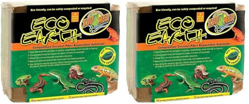 Zoo Med Eco Earth – Natürliches Kokosfaser-Substrat für Terrarien und Reptilien – für Amphibien, Reptilien und Insekten – kompostierbar und recycelbar (6er Pack)