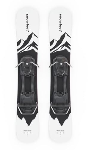 Mini Skis Courts pour Neige | Snowblades Skiboards | Snowfeet | 65 cm (Blanc | Fixations DE Ski)