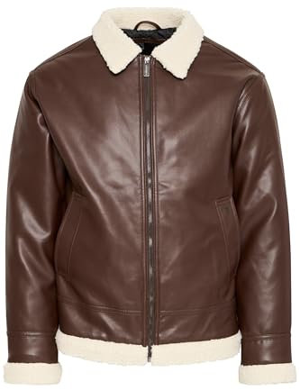 Indicode IDSulto Herren Lederjacke Jacke Lederimitatjacke mit Eingrifftaschen Umlegekragen Regular fit, Größe:M, Farbe:Coffee Bean (044)