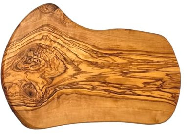 Küchenmaster Olivenholz Schneidebrett 34 cm im Naturschnitt, Servierbrett Holzplatte Brett