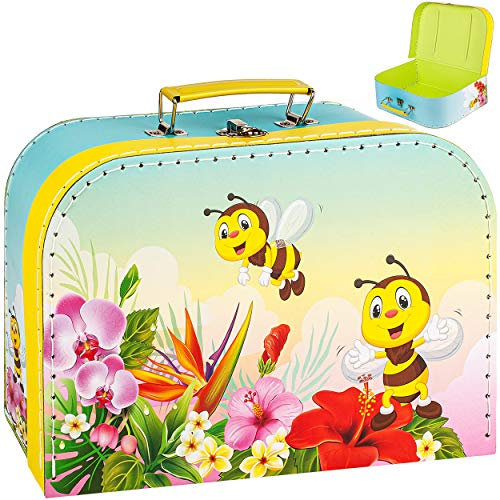 alles-meine.de GmbH Koffer/Kinderkoffer - Motivwahl - GROß - süße Biene & Blumen - 29 cm - ideal für Spielzeug und als Geldgeschenk - Pappkoffer - Puppenkoffer - Kinder - Pappe..