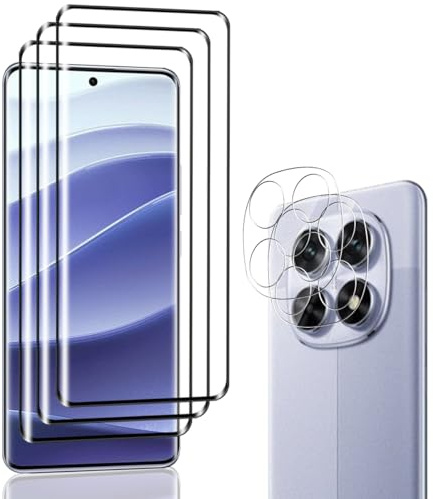 Jewloofa Protector de Pantalla Compatible con Xiaomi Redmi Note 14 Pro 5G Cristal Templado [3 Piezas] y Protector de Lente cámara [2 Piezas], 9H Dureza, Vidrio Templado para Redmi Note 14 Pro 5G