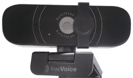 freeVoice Vision 350 Webcam I pour vidéoconférences I autofocus avec résolution 4k & Champ de Vision 74° I Caméra USB Professionnelle Plug-and-Play I avec Microphone & Cache-lentille