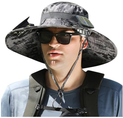FUWIND Solar Fan Hat Outdoor Fishing Hat Fan Solar Charging Big Wind Summer Sunblock Hat Male Visor Fisherman Hat C