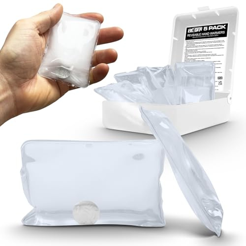 5 Pack - RE-GEN Reusable Hand Warmers with Heavy Duty Storage Box | Easy Gel Click/Snap Activation Pocket Warmers Hot Packs Pads 100mm x 68mm
