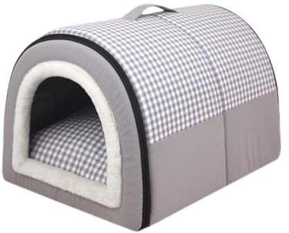 Pevfeciy Hundehütte Hundehöhle Hundebett Katzenhöhle Tierbett Hundehaus 2 in 1 Hundehütte waschbares tragbare Hundehütte,Grau,XL