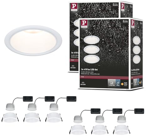 Paulmann 5247 Set LED Einbauleuchte Cole Coin 6er-Set IP44 88 mm Coin 6x6W 6x470lm 230V dimmbar 2700K Weiß matt
