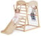 FANTASK Klettergerüst Indoor, 6 in 1 Pull Up Bar & Rutsche & Kletterfelsen & Kletternetz & Leiter & Tunnel, Indoor Spielplatz für Kinder ab 1 Jahr (Natur)