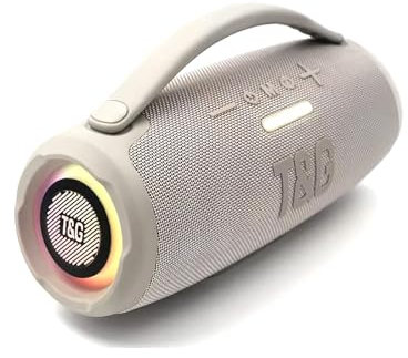 EASY SPEED T&G Altavoces Bluetooth Potentes 5.3,Altavoz Portatil Bluetooth Impermeable,Conexiones USB (Tipo-C), Aux, Radio FM,Alcance 10 Metros,para Exterior,Gris Pastel