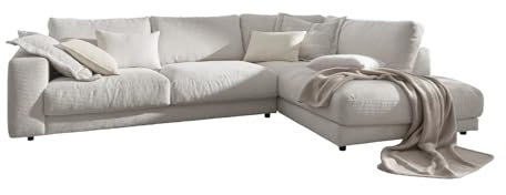 KAWOLA Sofa Madeline, Ecksofa Cord hellgrau, Recamiere rechts - Big Sofa, Megasofa, Couch, Sofa für Wohnzimmer