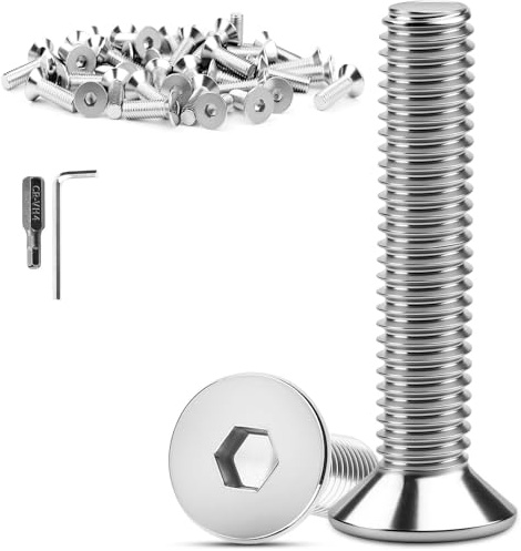 XRXYMQ 30 Pezzi Viti Acciaio Inox M6 x 50 mm Viti Inox 304 Vite A Testa Svasata Esagono Incassato Filettatura Completa