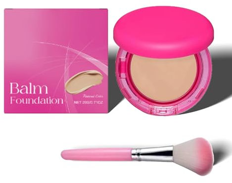 Peptide Bounce Balm Foundation mit Kosmetikbürste, Age Defying Foundation Für Reife Haut, Farbwechsel Foundation Make Up, Natürliche Deckkraft Balsame F-oundation Make-up für Frauen (Natürlich)