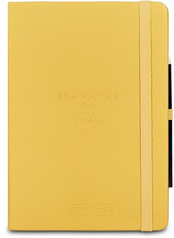 Mitama Tageskalender 2026 Elegance aus Öko-Leder Beige 15 x 21 cm, Hardcover, FSC-Papier, Gummibandverschluss, Bleistift enthalten