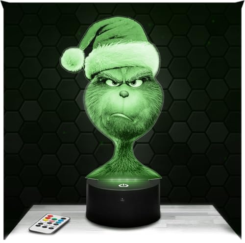 Lampephoto.fr - Der Gri nch Weihnachtsfilm-Animation 3D Lampe Taktile Touch Nachtlicht 3d Led Illusion, Geschenkidee zu Weihnachten oder Geburtstag für Männer Frauen Dekorationsobjekt Schlafzimmer