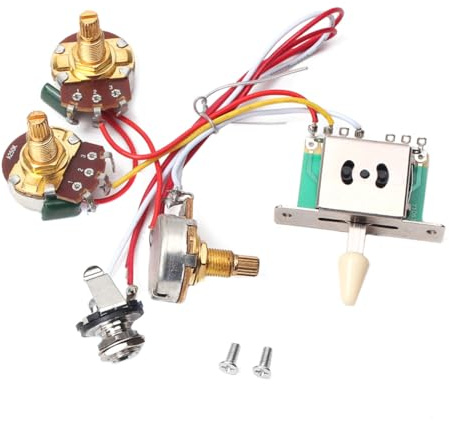 Arnés 1t1v de Cableado 5 Posiciones Gu104 Precableado de Guitarra | Juego 1, Potenciómetros 250k de Volumen y Tono, Cobre y Plástico, bajo Ruido
