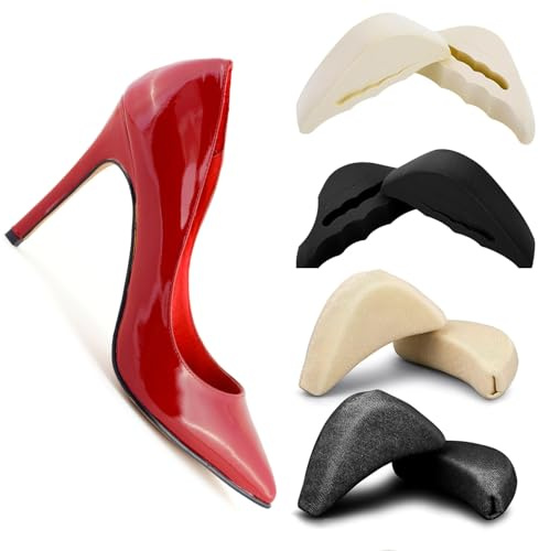 Ousuwo 4 paia di inserti per dita dei piedi, solette riempitrici per scarpe, inserti per scarpe regolabili, unisex, morbide, riutilizzabili, in schiuma morbida per scarpe troppo grandi
