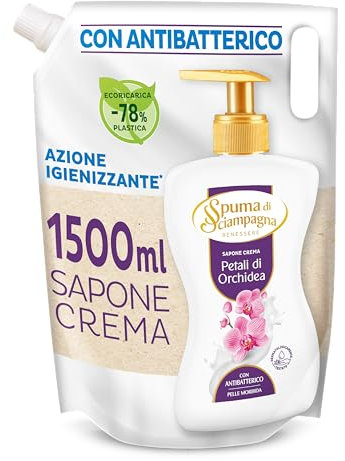 Spuma Di Sciampagna Ecorecarga - Jabón líquido manos amatista y orquídea, 1500 ml