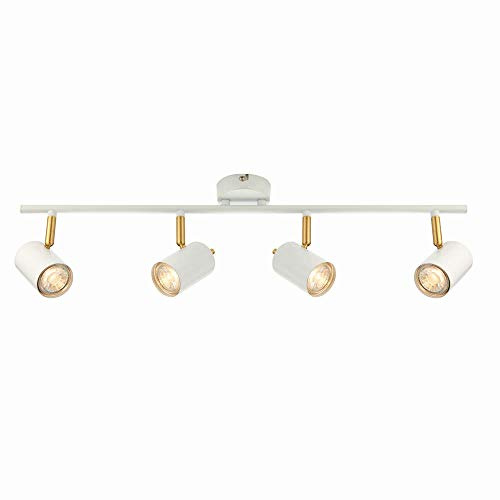 Matt White & Satin Brushed Gold GU10 LED Ceiling Spotlight Bar