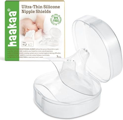 Haakaa Nippleshield Silicone Nipple Protectors for Breastfeeding with Carry Bag Ultra Thin Super Soft 18mm Pack of 2