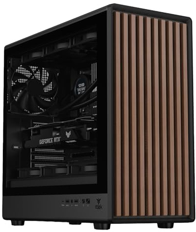 Itek Case WOODY W2B - Gaming Tower- ATX- 4x14cm Ventola nera - 2xUSB3- Type-C- Pannello frontale in legno - Pannello Laterale in Vetro Temperato Dark