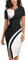 HOMEYEE Damen Vintage Hollow Out Kontrastfarbe Stretch Business Bleistiftkleid Etuikleid B571 (XXL, Schwarz + Weiß)