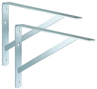 ALPENSTAHL Schwerlastwinkel [ATHENA] 2 Stück Regalwinkel I Tiefe 300 mm I Schwerlastkonsole verzinkt, Grau I Wandhalterung Regal Tragkraft 300 kg I Winkel Metall massiv | Metallwinkel 90 grad