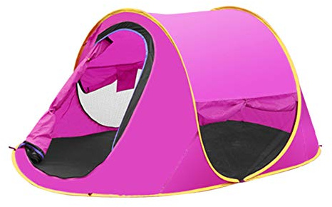 WIEJDEOOL Pop Up Tenda da Spiaggia Istantanea Rifugio,Anti UV Istantanea Tenda da Campeggio con 2 Finestre,Portatile Antivento Esterno Tenda da Spiaggia 3-4 Persona Rosa