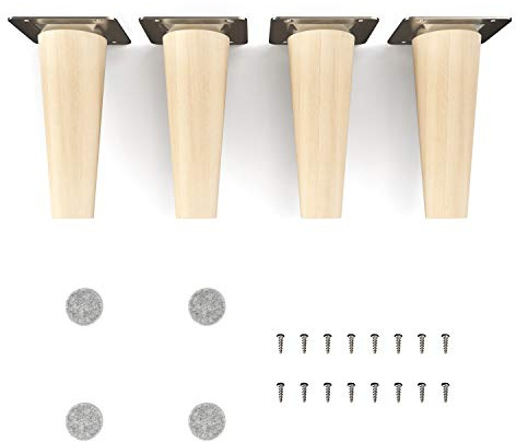 Sossai Pieds de Meuble en Bois de hêtre Naturel Non traité Clif Round HMF1 Hauteur 12 cm Ronds Version Droite pour Tables vitrines armoires