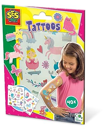 SES Creative 14673 Märchen Tattoos für Kinder Hautfreundliche Metallische Tattoos