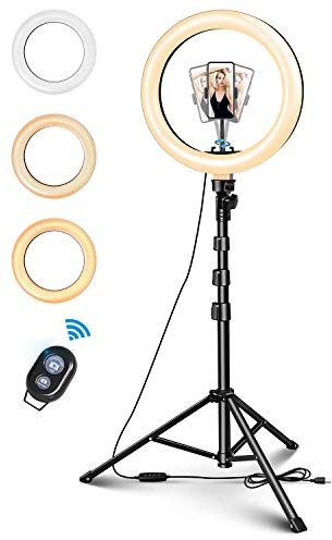 Ring Light avec Trépied Luce per Selfie, 10” Luce ad Anello con 135cm Treppiede Telecomando 1/4 Vite 120 LED 3 Modalità 11 Livelli per Camera Gopro TikTok Youtube Vlog iPhone Samsung Huawei