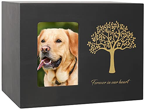 NEWDREAM: Hundeurnen für Asche, Haustierurnen, Urnen für Haustiere, Asche, Fotobox, Hundeurnen, Holz-Andenken, Gedenkurnen, Hundesche, Andenken (rot)