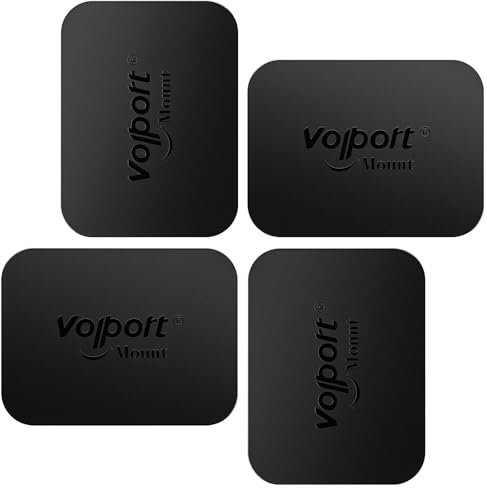 volport Metal Plate for Magnetic Phone Holder Car Mount, Universal Ultra Thin Black Rectangle Metal Disc Replacement Kit with Super Strong 3M Adhesive Sticker, Sticky Magnets for Phone Case (69x52mm)
