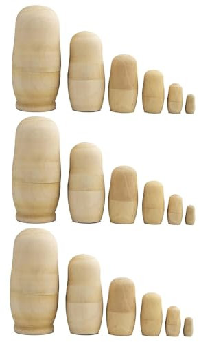 TOYANDONA 3 Sets Unpainted Russian Nesting Doll Blank Wooden Matryoshka Stacking Toy Make Your Own Doll for Christmas Kids Birthday Gift Home Decoration, M (42210135VNW)