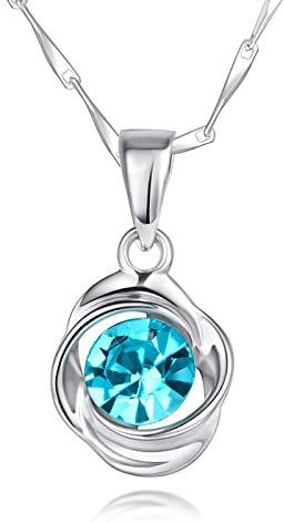 AMDXD Anhänger 925 Sterling Silber, Halskette mit Zirkonia Welle Hohl, Freundschaft Geschenk, Weißgold, Damen Schmuck