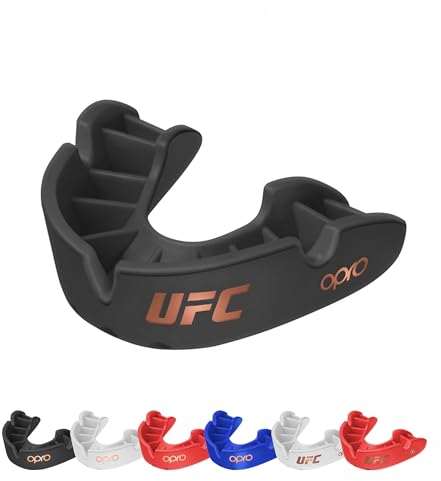 OPRO Bronze Level UFC Erwachsene und Jugendliche Sport Mundschutz mit Etui und Einpassvorrichtung, Zahnschutz für UFC, MMA, Boxen, Kampfsport, und andere Kontaktsportarten (Schwarz, Erwachsene)