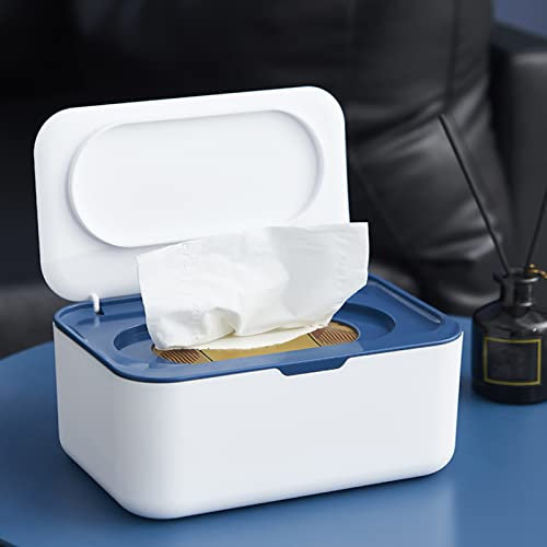 Feuchttücher Box, Feuchttücher Box Baby Feuchttücherbox Mit Dichtungsgummi Versiegeltes Design Staubdicht Effizienter Schützen Feuchtes Toilettenpapier, Für Zuhause Und Büro (Blau)