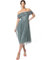 Maya Deluxe Women's Ladies Bardot Dresses Midi High Empire Waist Sequins Embellished Formal Evening for Wedding Guest Bridesmaid, Misty Green, 12