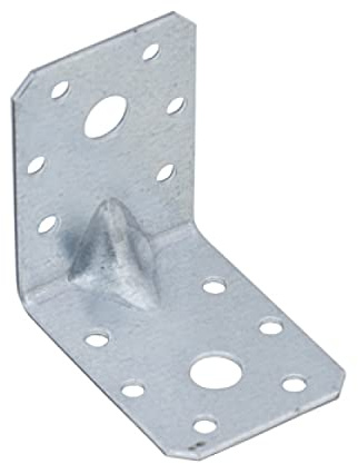 Gedotec Schwerlast Winkelverbinder mit Sicke 90° Eurocode-Bohrungen | 20 Stk Winkeleisen - 60x60x45 mm | Pfostenträger mit Rippe Anschraub-Winkel | Metall Winkel Metallwinkel 90 Grad Winkel Metall