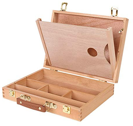 FHKBB Multifunktions-Ölfarbe Koffer Künstler Holztisch Box Staffelei Malkasten Tragbare Desktop-Skizze Malerei Hardware Kunstbedarf