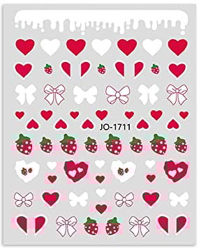 DIY Manicure Love Heart Flowers Nail Art Nail Stickers Pink Bow-knot Nail Decals Strawberry(4)