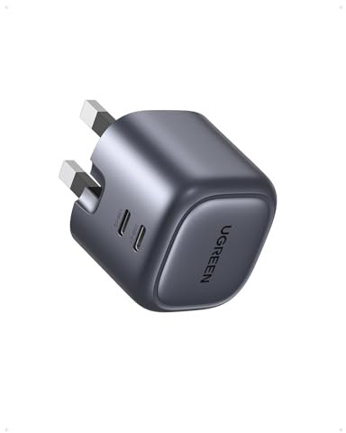 UGREEN USB C Charger 45W Nexode GaN Dual Ports Plug Support PD 3.0/PPS Compatible with iPhone 16/15 Pro Max/15 Pro/15/14/13 Series, Galaxy S24/S23, iPad Air/Mini, Pixel 8, Steam Deck