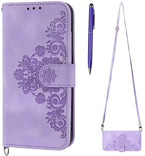 TOUCASA Cover Cordino per Samsung Galaxy Z Fold 4 5G, Custodia Portafoglio con Cordino Cover a Libro in Pelle Flip Case con TPU Antiurto Silicone Bumper, Magnetica per Samsung Z Fold 4 5G (A-Viola)