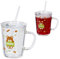 Relaxdays Verre pour Enfant en Lot de 2, Motif d'ours Brun, avec Anse, Couvercle et Paille, 400 ML gradué, Transparent