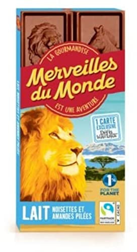 Merveilles du Monde Tablette chocolat au lait, noisettes et amand es pilées - La tablette de 100g