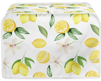 Baxinh Lemon Flower Toaster Dust Cover Bread Maker Machine Cover, Dustproof Bakeware Protector with Top Hook, 4 Slice Toaster Appliance Cloth Cover, Yellow