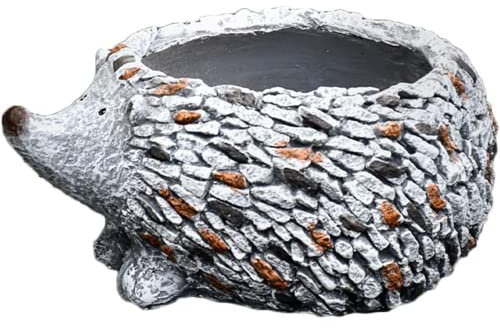MUENG Hedgehog Garden Decorative Sculpture Planter, Planter Pots with Drainage Hole, Flower Pot for Outdoor 31X38X21CM