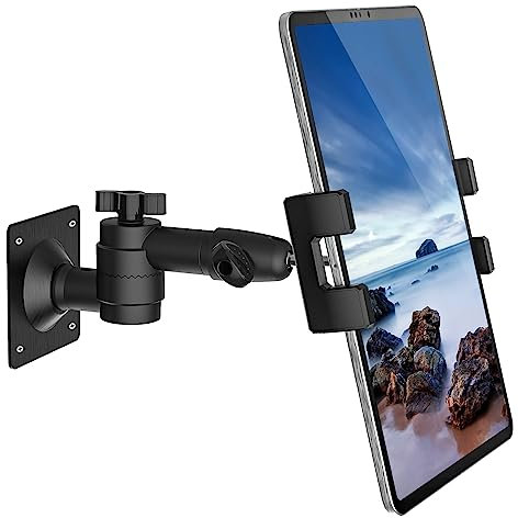 woleyi Tablet Halterung Wand Schwenkbar, Heavy-Duty iPad Wandhalterung Bohren [Ultra Stabile], Küche Schrank Lagerhaus Wandhalter für iPad mini Air Pro/Galaxy Tab/Surface/Handy 4-12,9