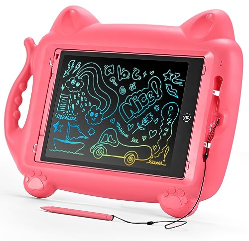 RaceGT Cute Cat Kids Toys 12 Inch LCD Writing Tablet - Detachable Drawing Board/Pad for Kids, Doodle Board for Boys and Girls, Birthday Gift, Educational Toys for Toddlers Aged 3 4 5 6 7 8(Pink)
