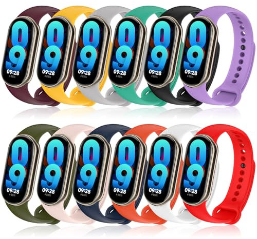 BDIG 12 Pièces Bracelet pour Xiaomi Mi band 8, Bracelet Xiaomi Watch Fitness Bande de Remplacement en Silicone Sangles Extensible Compatible avec mi band 8 bracelet